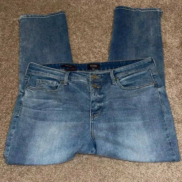 NYDJ Sheri Slim Jeans  12 LiftxTuck Stretch Mid Rise Ankle Denim (33x27) - BB - Picture 1 of 5